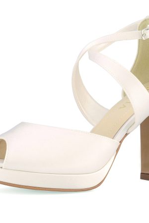 Chaussures de mariée Avalia Cindy en satin ivoire à talons 10 cm